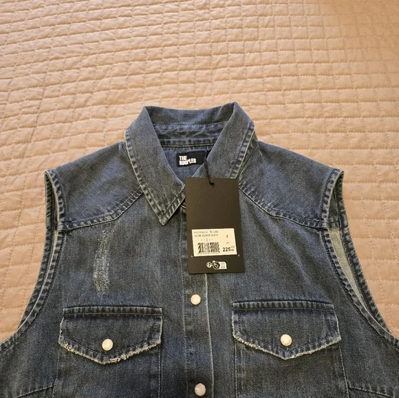 Kooples Sleeveless Denim Button-Up Shirt - Picture 5 of 7